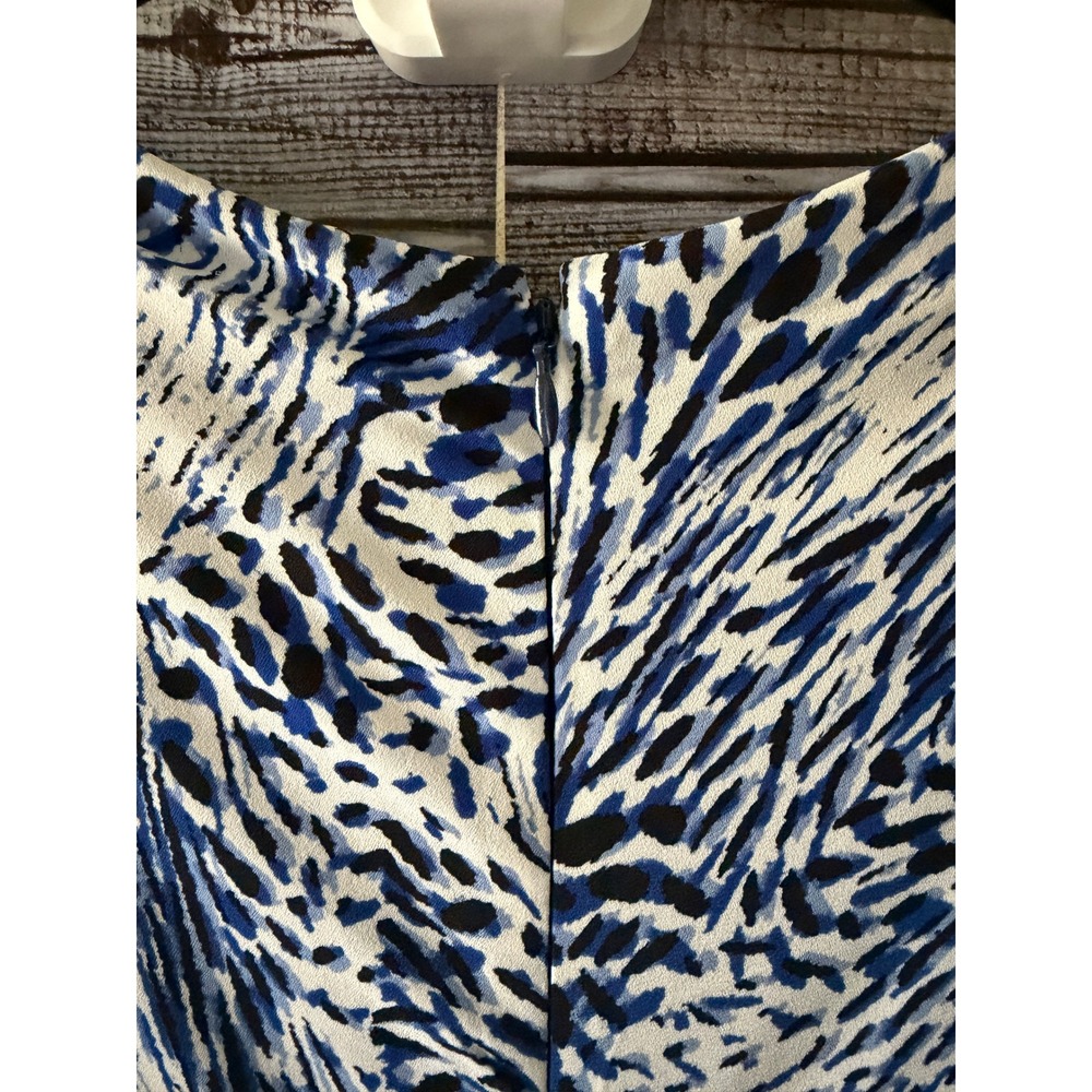 Express Women's Sheath Midi Dress Size L Blue White Black Back Zipper NWT - Picture 4 of 8